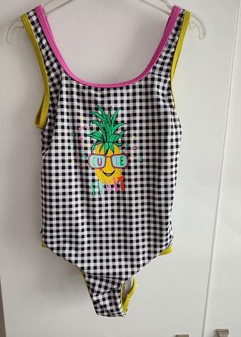 Renkli Desenli Kız Mayo Ananas Baskılı