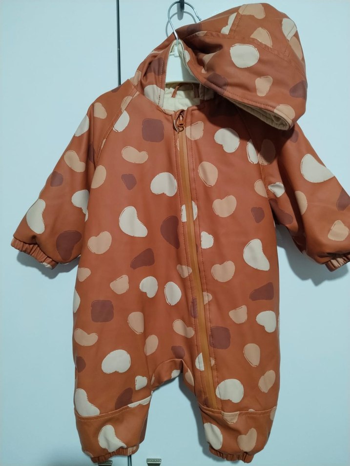 Kahverengi Bağlamalı Desenli Bebek Tulumu - Görsel 3