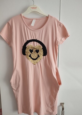 Pembe Payetli Kız Çocuk T-shirt