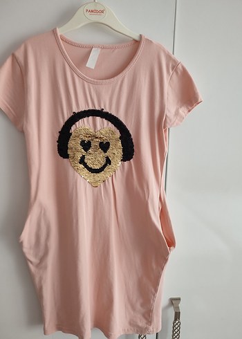 6 Yaş Beden Pembe Payetli Kız Çocuk T-shirt