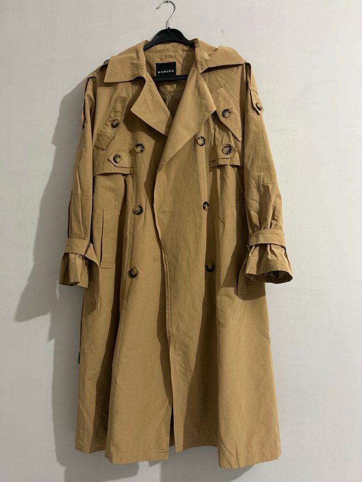 Kemerli Bej Kadın Trençkot - Görsel 3