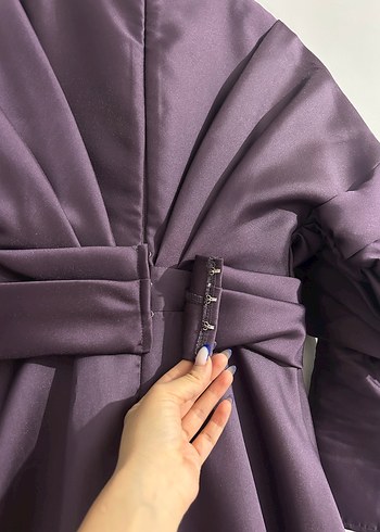 Mor Drapeli Uzun Abiye Elbise - Görsel 5