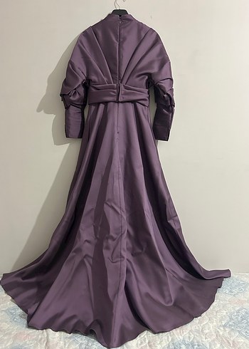 Mor Drapeli Uzun Abiye Elbise - Görsel 4
