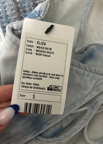 Kadın Mavi Batik Desenli Kısa Elbise - Görsel 4