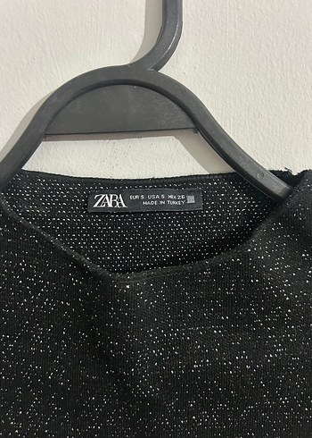 Siyah Simli Yüksek Yakalı Mini Elbise - Görsel 3