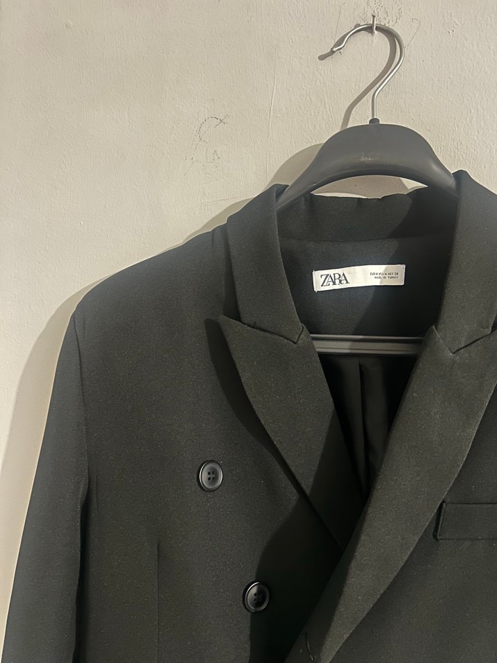 Düğmeli Siyah Kadın Mini Blazer - Görsel 2