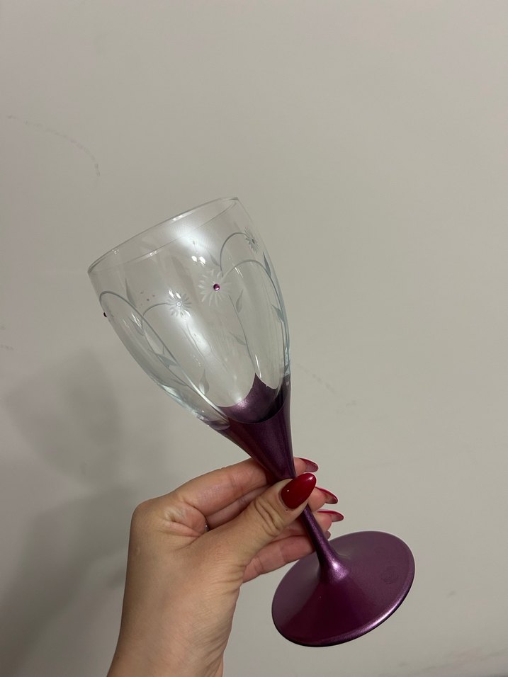 Mor Ayaklı İşlemeli Kadeh Seti - Görsel 3