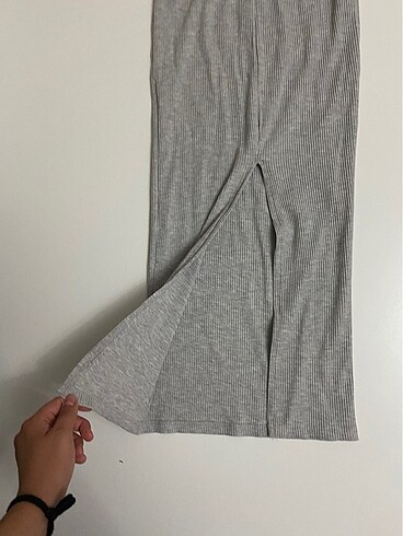 bershka gri yırtmaçlı elbise