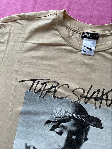 s Beden camel Renk Tupac baskılı tshort defacto