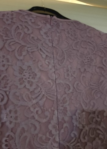 Dantel Detaylı Uzun Mor Abiye Elbise - Görsel 7