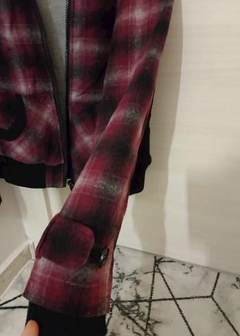 Bordo Kapüşonlu Kadın Ceket - Görsel 2