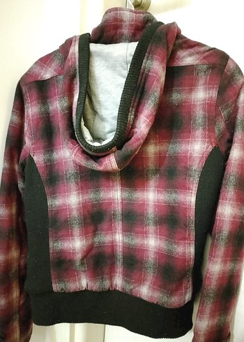 Bordo Kapüşonlu Kadın Ceket - Görsel 3