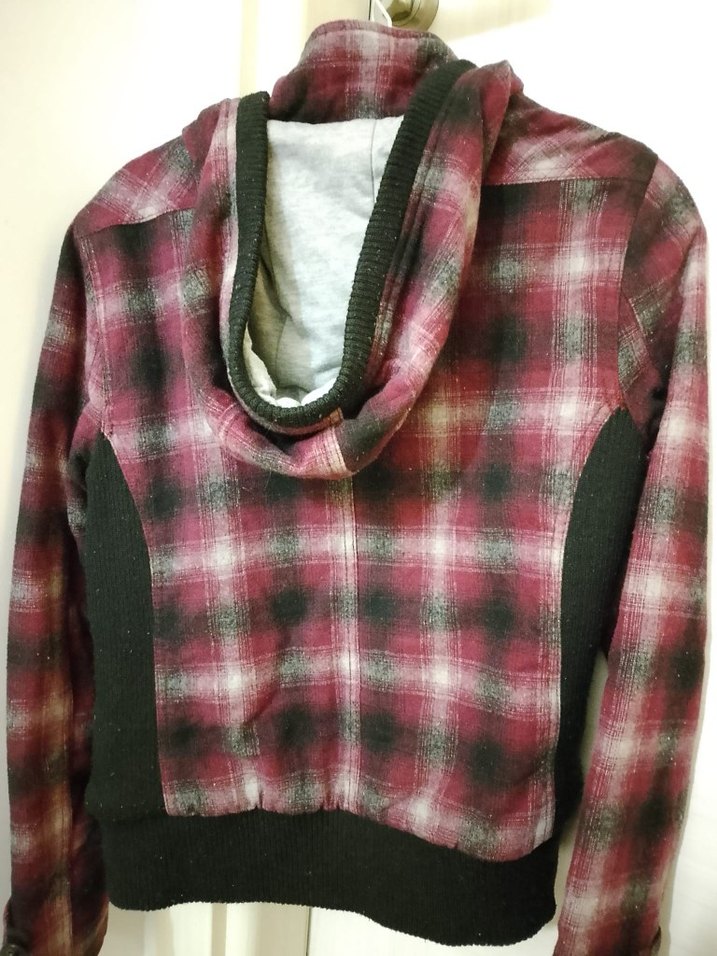 Bordo Kapüşonlu Kadın Ceket - Görsel 3