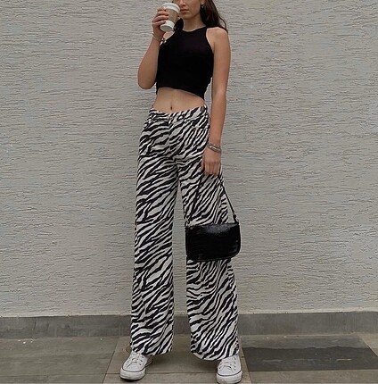 TÜKENDİ zebra wide leg jean TÜKENDİ