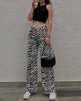 zebra wide leg jean