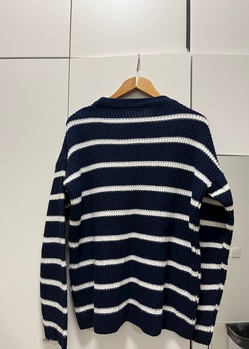 Çizgili Kadın Triko Kazak - Görsel 2