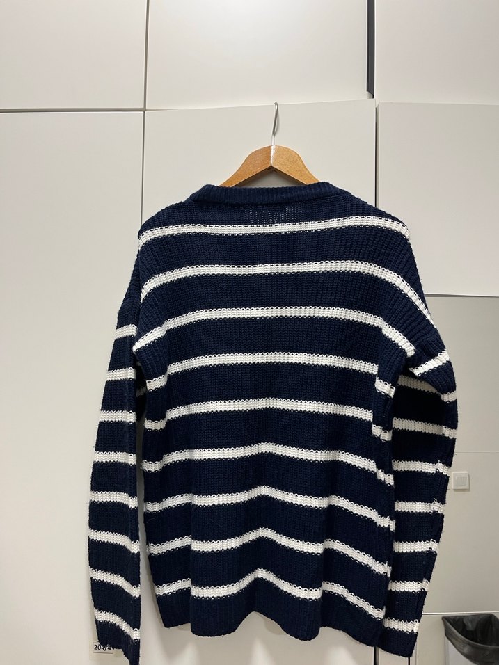 Çizgili Kadın Triko Kazak - Görsel 2