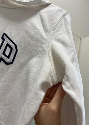 GAP Beyaz Kapüşonlu Sweatshirt - Görsel 3