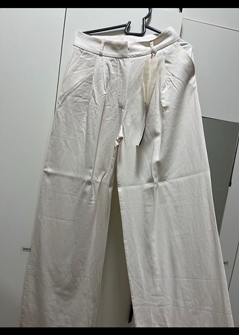 Vatkalı Modal Karışımlı Ekru Wide Leg - Görsel 5