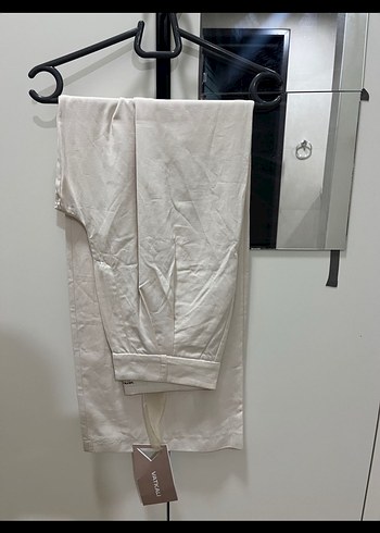 Vatkalı Modal Karışımlı Ekru Wide Leg - Görsel 4