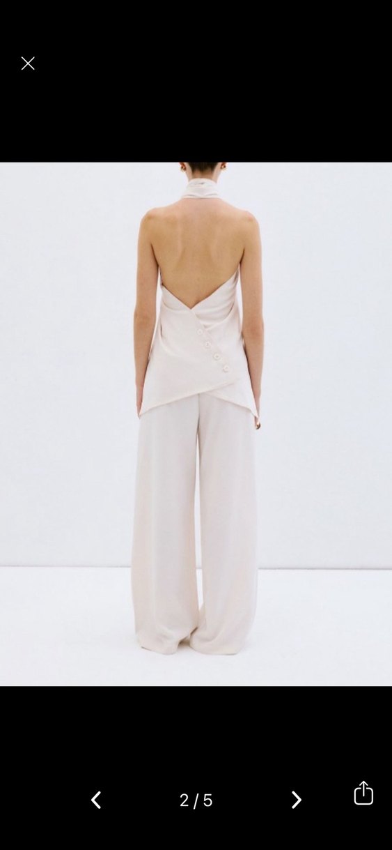 Vatkalı Modal Karışımlı Ekru Wide Leg - Görsel 3