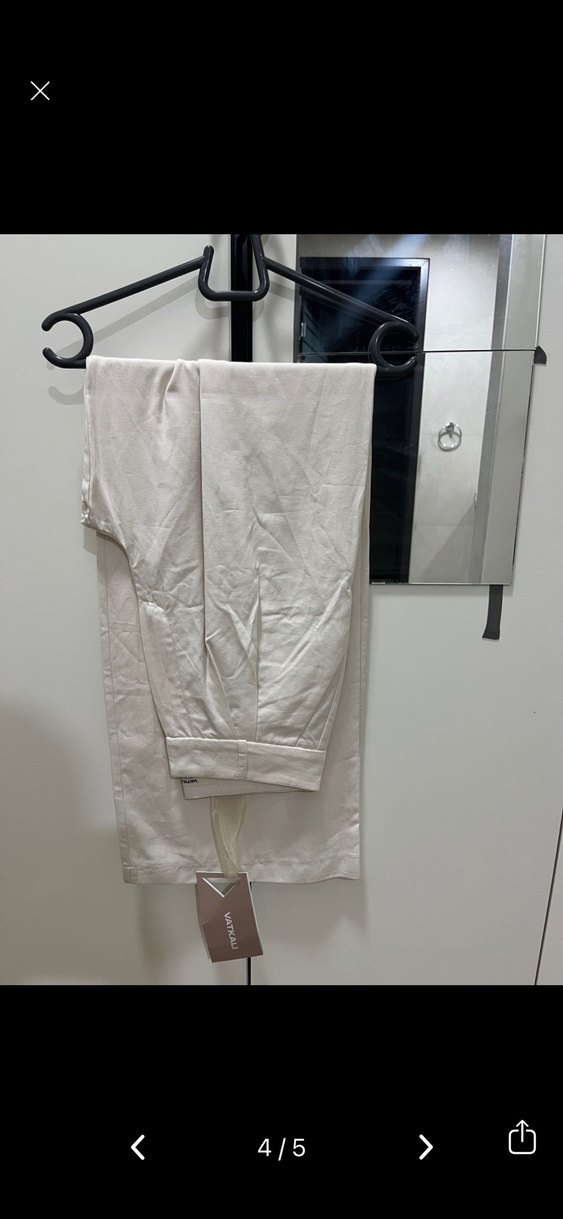 Vatkalı Modal Karışımlı Ekru Wide Leg - Görsel 4