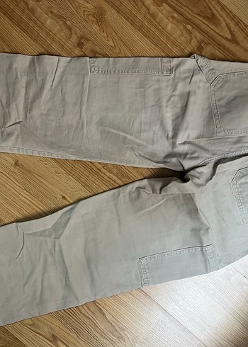 Pull&Bear Düz Paça Kargo Bej Jean - Görsel 3