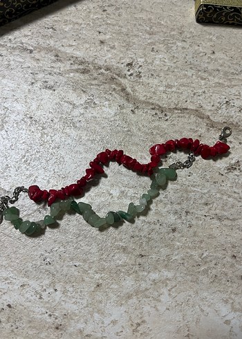 Doğal Taş bileklik mercan ve aventurin - Görsel 2