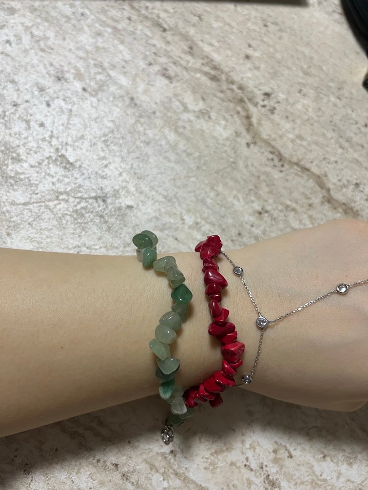 Doğal Taş bileklik mercan ve aventurin - Görsel 3