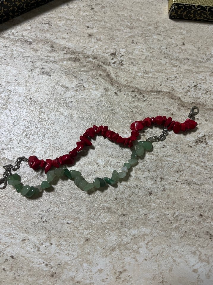 Doğal Taş bileklik mercan ve aventurin - Görsel 2