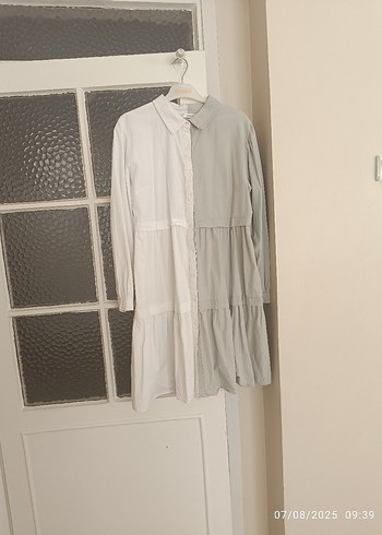 Beyaz Gri Uzun Kollu Hamile Tunik - Görsel 7