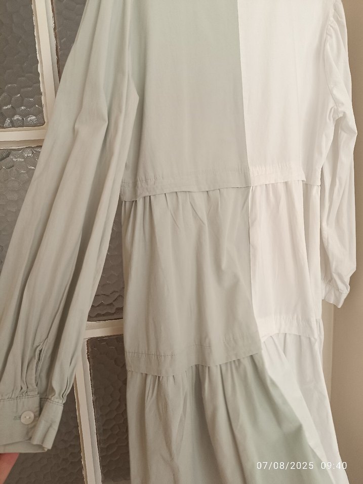 Beyaz Gri Uzun Kollu Hamile Tunik - Görsel 3