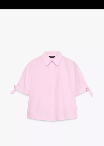 Zara Düğmeli Pembe Keten Kadın Gömlek