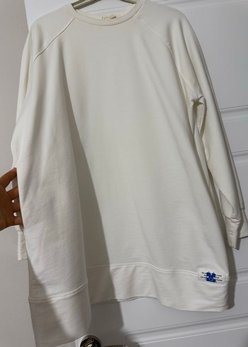 Kadın ekru Uzun Kollu Oversize Sweatshirt - Görsel 2