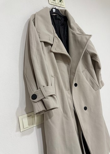 Bej Uzun Oversize Kadın Kaban - Görsel 3