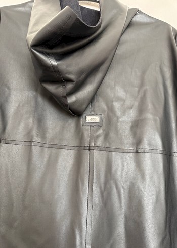 Siyah Deri Uzun Kadın Kaban - Görsel 7