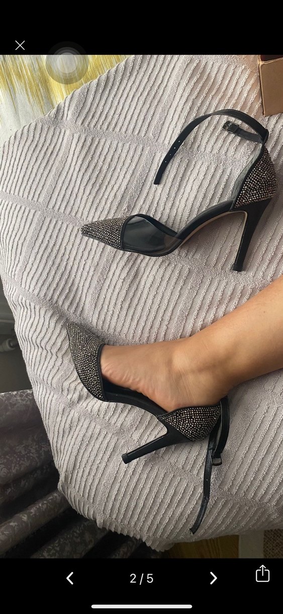 Gri taş Desenli Tokalı İnce Topuklu Kadın Ayakkabı - Görsel 2