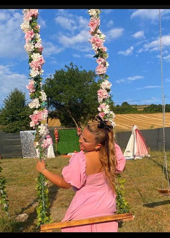 Zara Pembe Midi Bohem Elbise