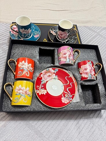 Glazze rose kahve fincanı takımı - Görsel 2