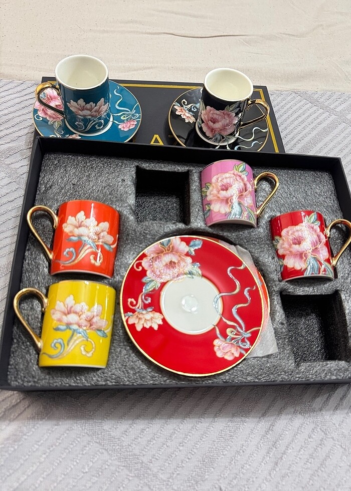 Glazze rose kahve fincanı takımı - Görsel 2