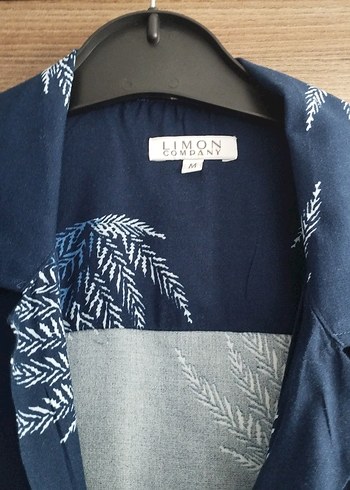 Limon Company Erkek Lacivert Kısa Kollu Bağlama Desenli Gömlek