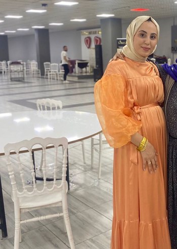 Uzun, Salaş, Drapeli Kadın Abiye Elbise - Görsel 2