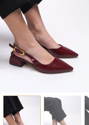 Bordo Rugan Tokalı Stiletto - Görsel 6