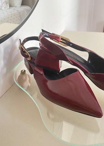 Bordo Rugan Tokalı Stiletto - Görsel 2