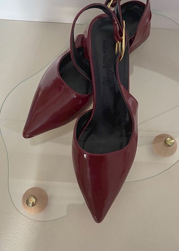 Bordo Rugan Tokalı Stiletto