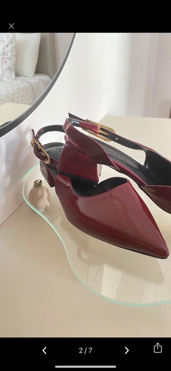 Bordo Rugan Tokalı Stiletto - Görsel 2