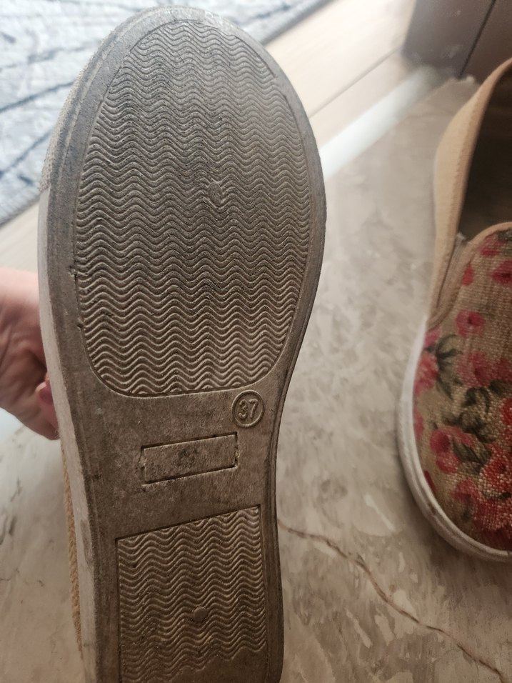 Bej Çiçek Desenli Kadın Dolgu Topuk Espadril - Görsel 4