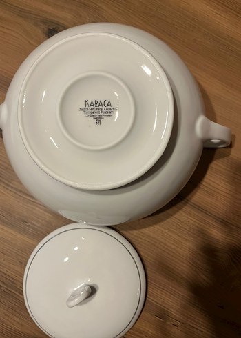 Beyaz Gri Desenli Porselen Çorba Tenceresi - Görsel 4