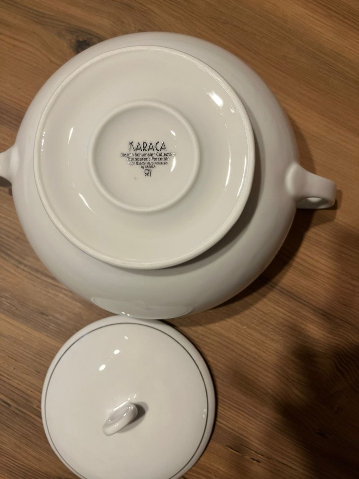 Beyaz Gri Desenli Porselen Çorba Tenceresi - Görsel 4