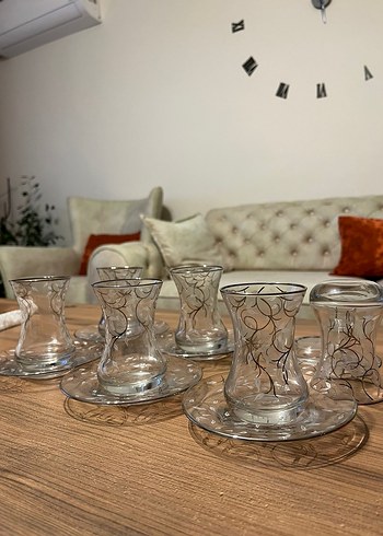 Desenli 6'lı İnce Cam Çay Takımı - Görsel 4